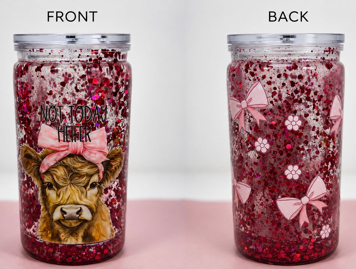 16oz - Premade Highland Cow Snowglobe Tumbler (fast flow)