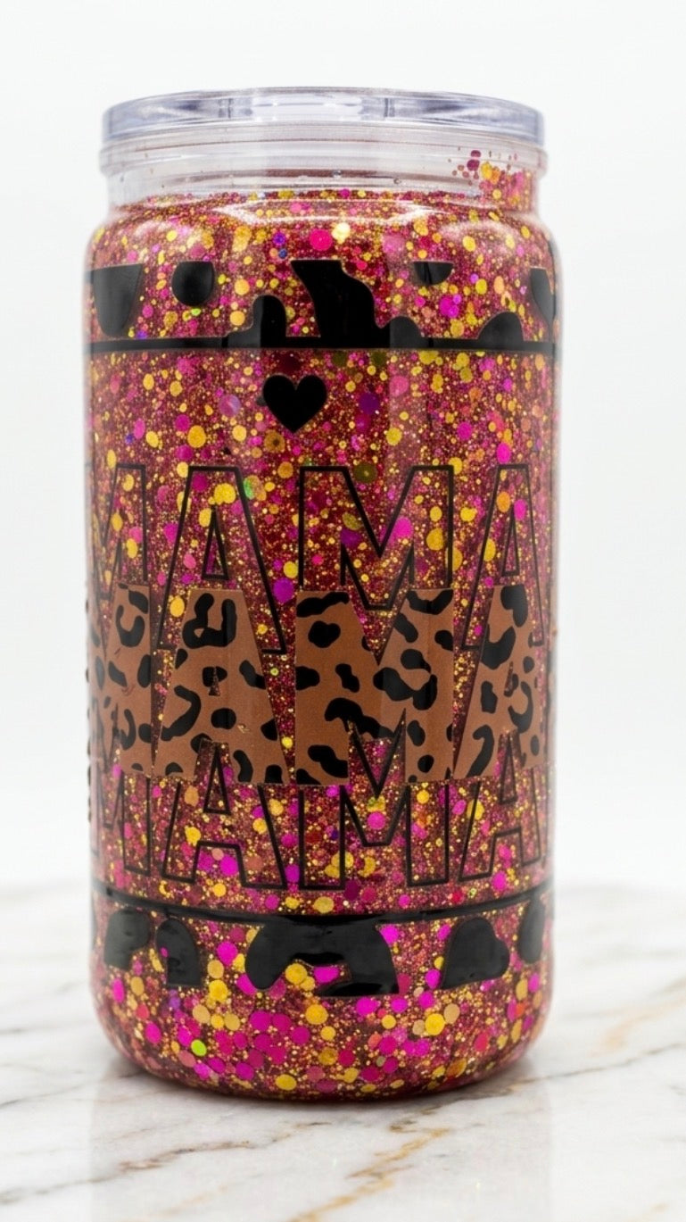 16oz - Premade Mama Snowglobe Tumbler (slow flow)